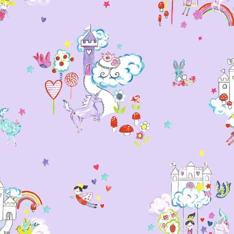 Holden Unicorn and Castles Pattern Childrens Wallpaper Princess Rainbow 12219