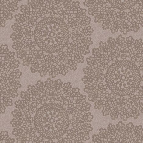Kenitra Taupe Heather Wallpaper Holden Decor Textured Metallic Damask Mandala