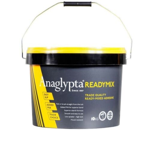Ready Mixed Wallpaper Paste Adhesive Mix 10kg Anaglypta Added PVA Mould Resist