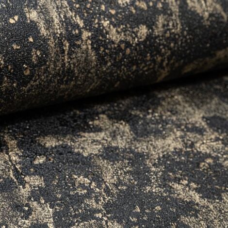 Black Gold Marble Wallpaper Industrial Plaster Effect Textured Heavy Vinyl