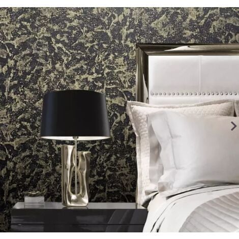 Black Gold Marble Wallpaper Industrial Plaster Effect Textured Heavy Vinyl
