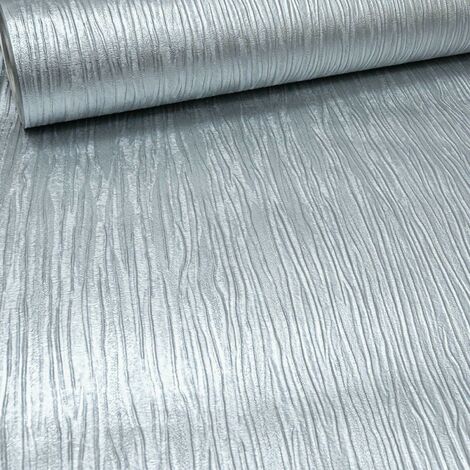Plain Heavy Textured Luxury Thick Vinyl Wallpaper Metallic Shimmer Shine Quality[FULL ROLL,WD001 Plain Light Silver]