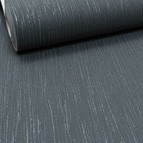 Grandeco Plain Black Charcoal Crystal Metallic Glitter Textured Vinyl ...