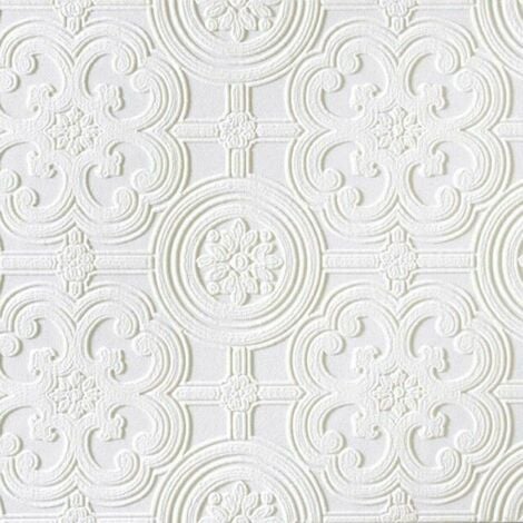 Anaglypta Textured Fibrous White Paintable Vinyl Wallpaper RD80029