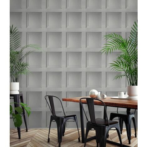 Grey Wooden Panel 3D Effect Realistic Square Panelling Smooth Flat ...