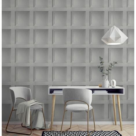 Grey Wooden Panel 3D Effect Realistic Square Panelling Smooth Flat ...