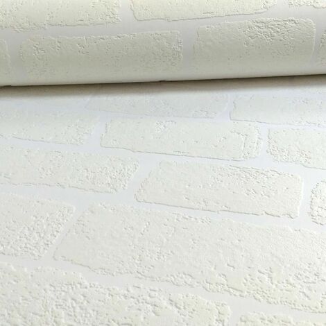 Anaglypta Textured Brick White Paintable Vinyl Heavy Thick Wallpaper RD81 (1/4)