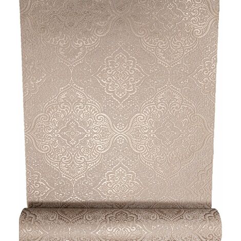 Arthouse Opulenz Silber Tapete Metallic Folie Damast Struktur Vinyl Geprägt
