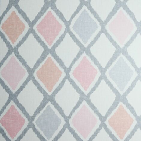 Arthouse Ayat Blush Pink Grey Geometric Diamond Wallpaper 907504 (1/3)