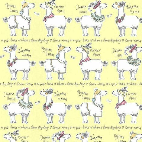 Belgravia Llama Rama Cartoon Yellow Childrens Bedroom Nursery Wallpaper 9732 (1/2)