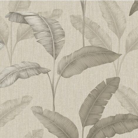 Rasch Elegant Homes Design Library Beige Gold Tropical Amara Palm Leaf Wallpaper