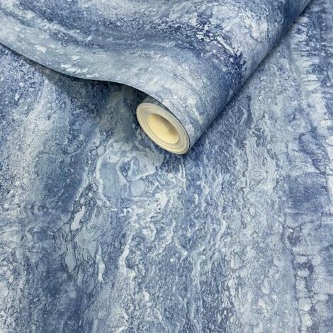 Muriva Eterna Marble Blue Wallpaper 186514 - Feature Faux Granite Stone Effect