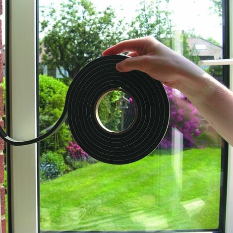 Black Rubber Foam Jumbo Draught Excluder Self Adhesive Weatherstrip 3.05m
