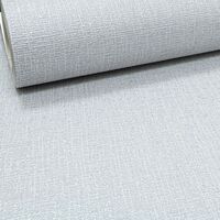 Grey Thick Textured Silver Glitter Vinyl Wallpaper Shimmer Linen Effect Plain
