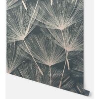 Arthouse Harmony Charcoal Metallic Rose Gold Dandelion Flower Wallpaper