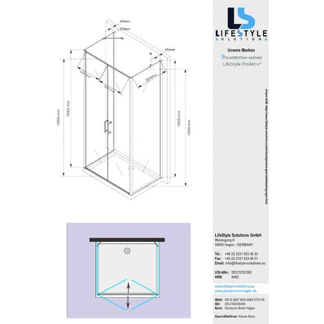 Rettangolo rettangolo dello spazio dello specchio della cabina della doccia  110x80x215cm