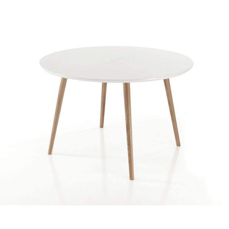 Tavolo rotondo allungabile effetto legno laccato bianco cm H75 x Ø120