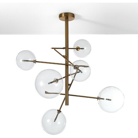 Lampadario in metallo verniciato ottone anticato opaco cm. Ø.80 H.80 (1/5)