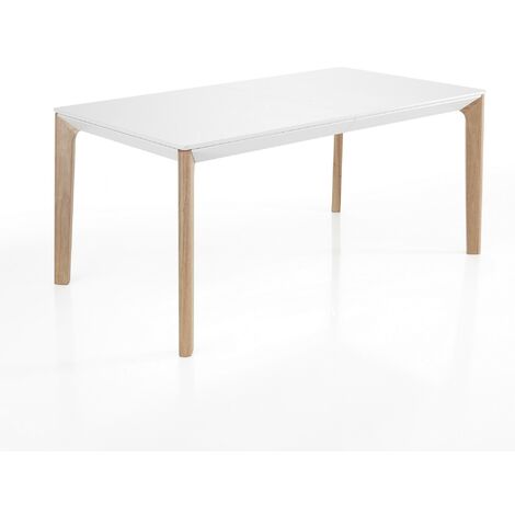 Tavolo allungabile effetto legno laccato bianco cm. H.75xP.90xL.160