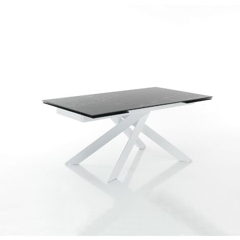 Tavolo allungabile in ceramica marmo nero cm.H.75xP.90xL.160/200/240