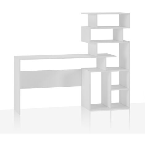 Scrivania effetto legno finitura larice bianco cm. H.135xL.158xP.39,5