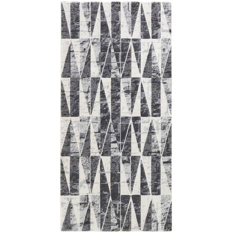 Tappeto lana bianco e grigio 80 x 150 cm OMERLI