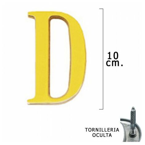 Lettre laiton « d » 10 cm. avec vis cachée (blister 1 pièce)