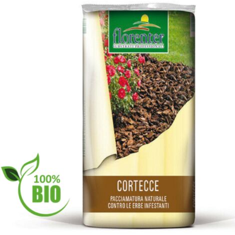 Corteccia nazionale di pino rosso 25-40 mm vagliata per pacciamatura sacco da 70 litri prodotto biologico naturale di origine esclusivamente vegetale