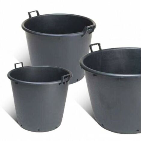 Mastello in plastica nero con manici e fori mastellone tino tinozza giardino con diversi diametri - Select 1: Ă¸45 cm - 35 litri