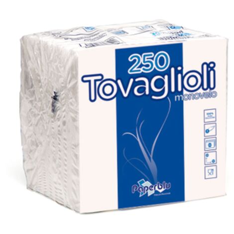 Tovaglioli Paperblu 33x33 in pura cellulosa 1 velo 4000pz (16 confezioni da 250 pz)