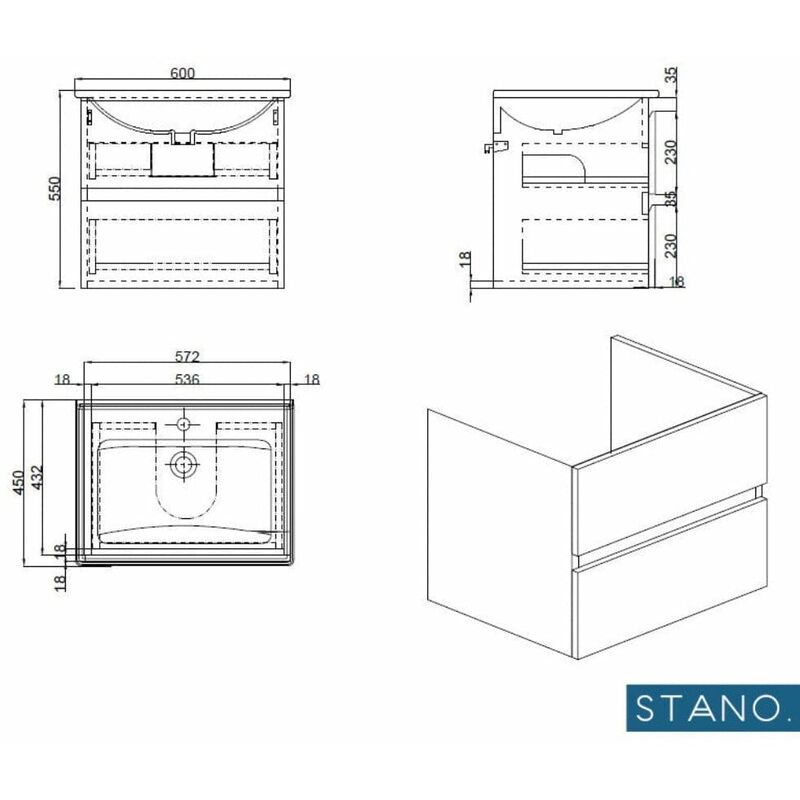 Lavabo con mueble MESSINA 60 cm roble claro – Entorno Baño