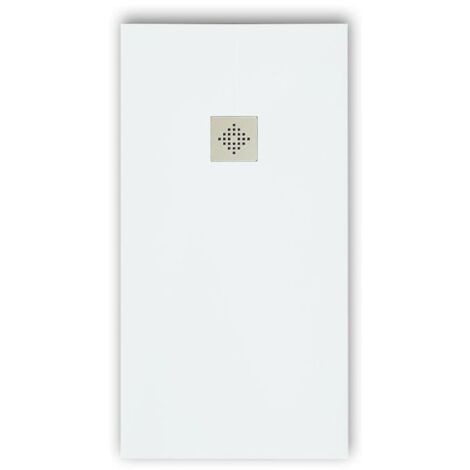 Plato de ducha pizarra PURE blanco 80x190 cm rejilla acero inox.