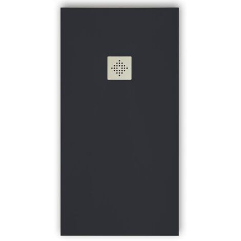 Plato de ducha pizarra PURE grafito 90x190 cm rejilla acero inox. (1/5)