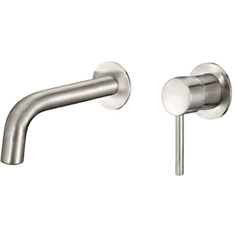 Grifo lavabo empotrado caño 15 cm DEVA acero cepillado (1/3)