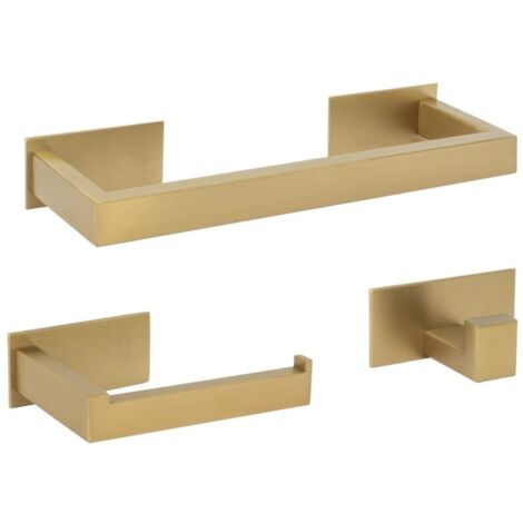 Conjunto accesorios de baño NELSON 30 oro mate  Toallero + portarrollos + 1 percha