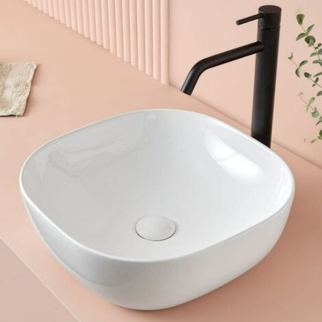 Lavabo de encimera cuadrado en cerámica PALERMO (1/5)