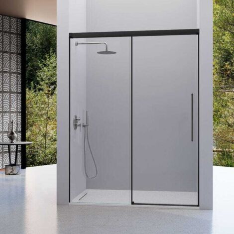 Frontal de ducha + Puerta Corredera 179-182 cm PAVIA Negro (1/5)