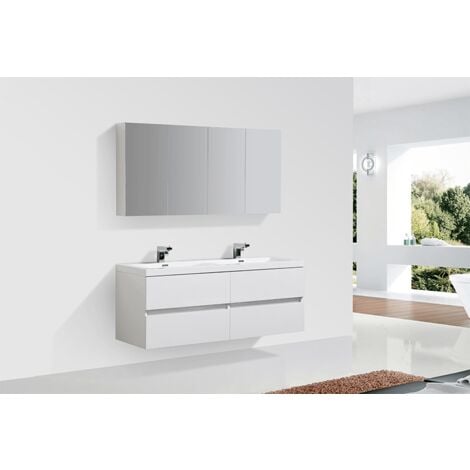 Mueble Lavabo + Lavabo Doble 120 cm MONTADO - Blanco PIACENZA