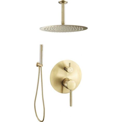 Conjunto de ducha empotrada techo monomando SLIGO oro cepillado  Ø 30cm Dorado