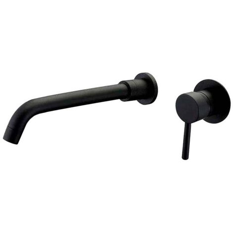 VALAZ Grifo lavabo empotrado redondo monomando negro mate caño 26cm serie Guadiana (1/4)