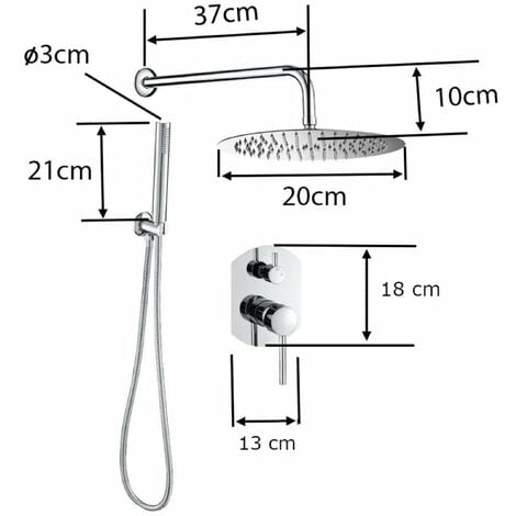 Conjunto De Ducha Empotrada Monomando Redonda Nala Cromada Ø 20cm