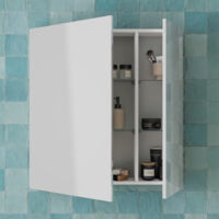 Mueble auxiliar con espejo MIDORI formato 2 y 3 puertas BLANCO BRILLO 60 cm