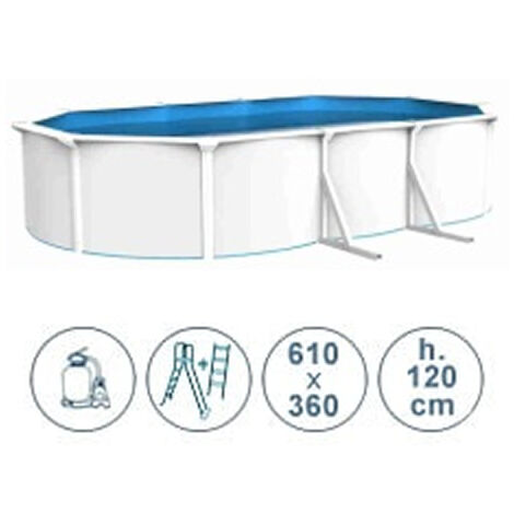 Piscina fuori terra in acciaio ACQUAMARINA bianca 610x360x120cm