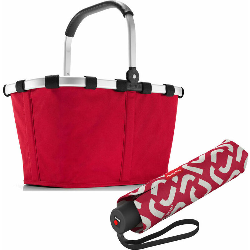 reisenthel carrybag mit umbrella pocket classic Set, Einkaufskorb,  Regenschirm, Red, 22 L, 2-tlg.
