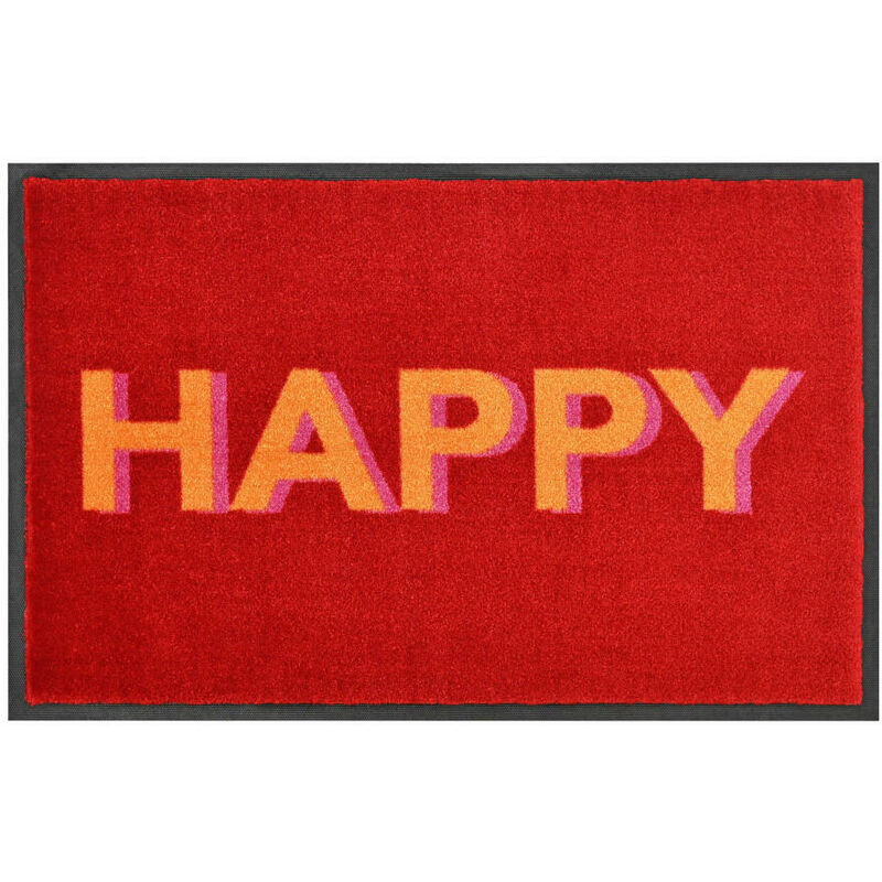 Gift Company Fußmatte Washables Happy, waschbare Türmatte, Polyamid,  Gummirücken, Rot, 75 x 50 cm, 1022001003