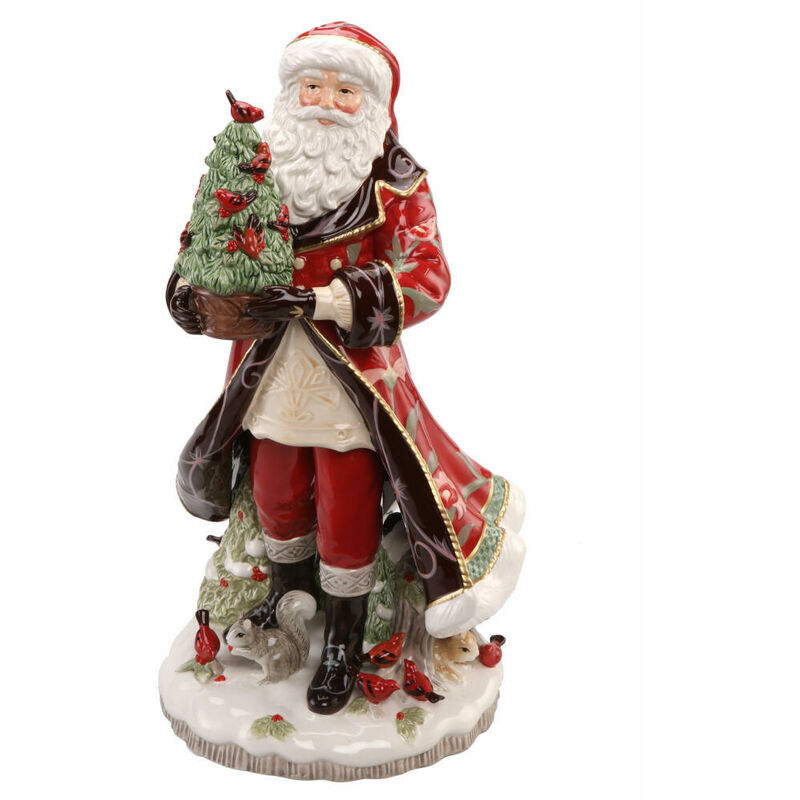 Goebel Figur Santa mit Baum Rot, Fitz & Floyd Christmas Collection, Steingut,  Bunt, 50 cm, 51001521