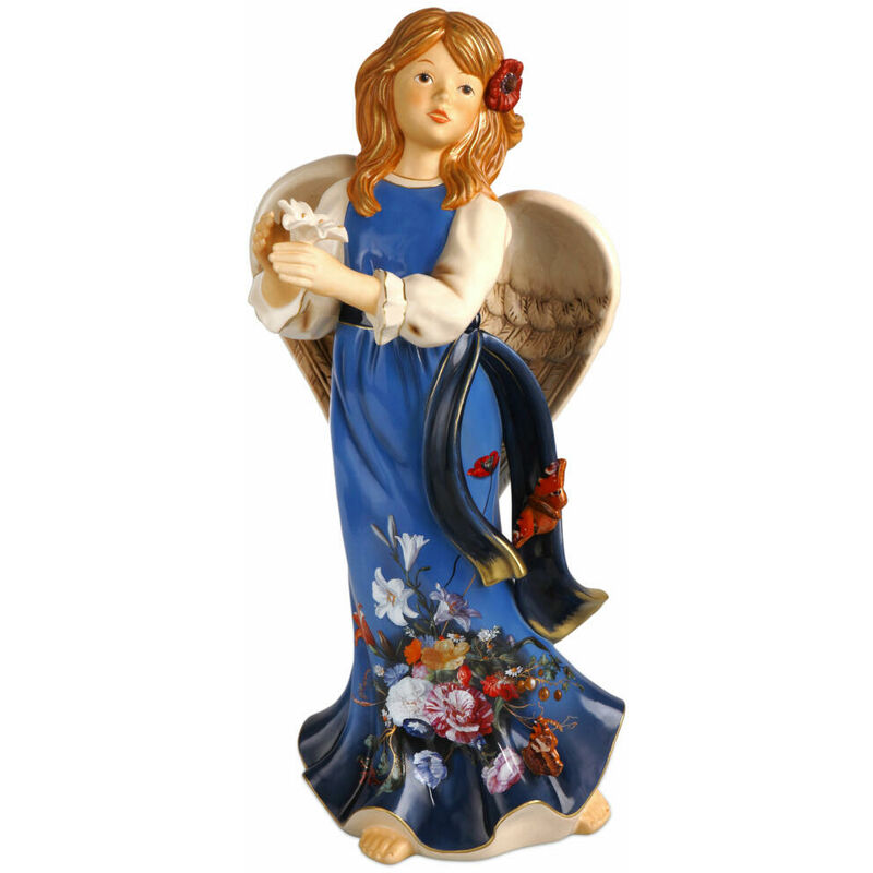 Goebel Dekofigur Engel Gloria, Bunt, Steingut, De Heem, Sommerblumen, 49 cm, 41653271