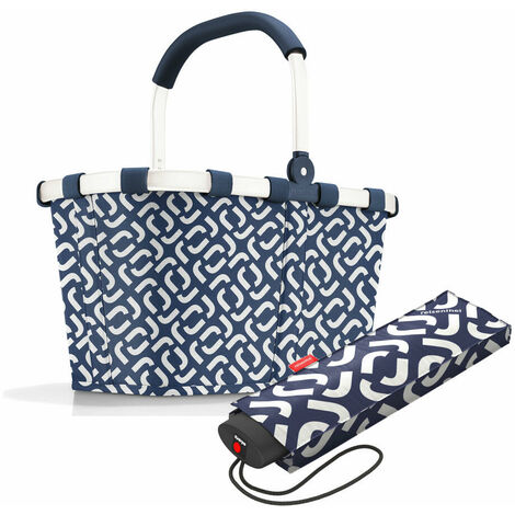 reisenthel carrybag frame mit umbrella pocket mini Set, Einkaufskorb,  Regenschirm, Signature Navy, 22 L, 2-tlg.