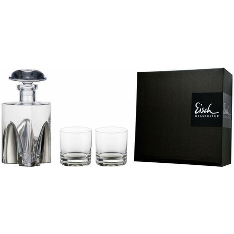 Gentleman Geschenkset 86577498 Kristallglas, Platin, mit Becher 3-tlg., Eisch Platin 2 Karaffe, Whisky