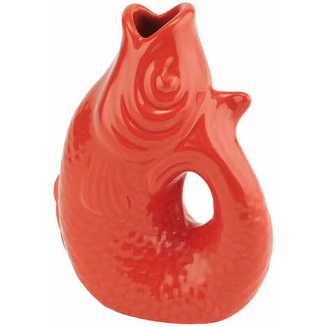 Gift Company Vase Monsieur Carafon S, Dekovase in Fisch-Form, Steingut,  Coral Red, 25 cm, 1087403003